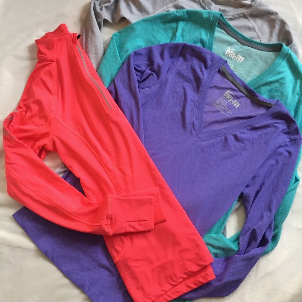 3 Nike Tops  & 1 MPG Half Zip Long Sleeve Top